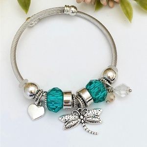 Dragonfly Bangle Charm Bracelet NEW